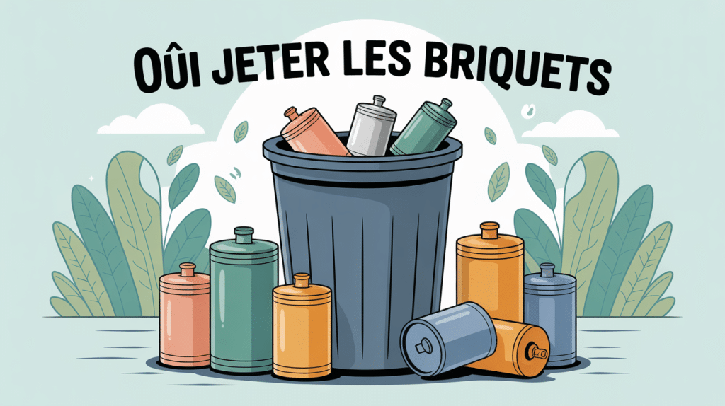 ou jeter les briquets différents types près d'une poubelle grise