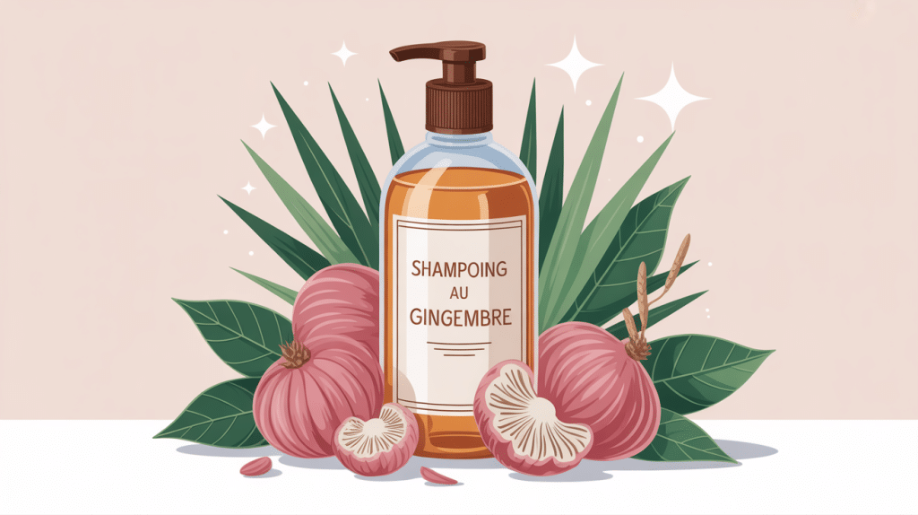 Shampoing gingembre repousse cheveux avis flacon illustration