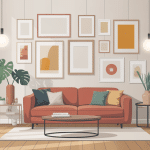 illustration vectorielle de cadres sur un mur contemporain