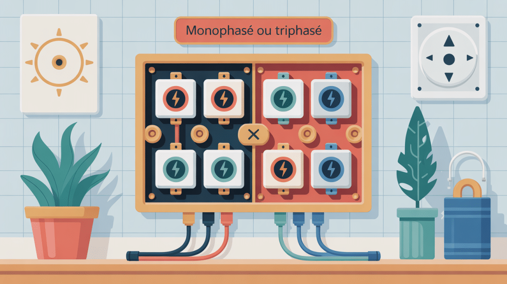 Différence entre monophasé et triphasé illustrée sur une installation résidentielle