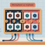 Différence entre monophasé et triphasé illustrée sur une installation résidentielle
