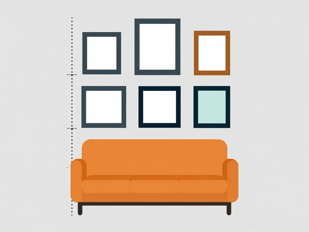 schéma hauteur position cadre sur un mur au-dessus meuble