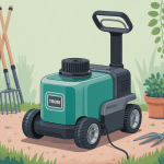 mini tronçonneuse batterie illustration jardin printanier