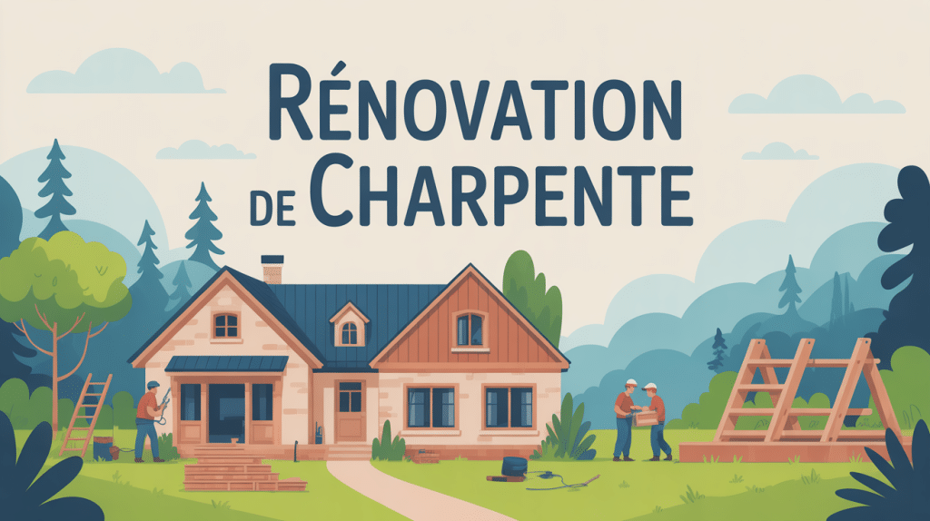 illustration renovation charpente maison bois