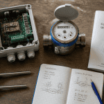 compteur d energie thermique ultrasons et mecanique sur bureau technique