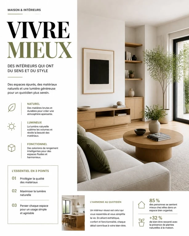Aménagement maison moderne et organisé avec mobilier minimaliste