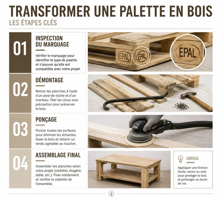 Étapes de fabrication d'un meuble en palette