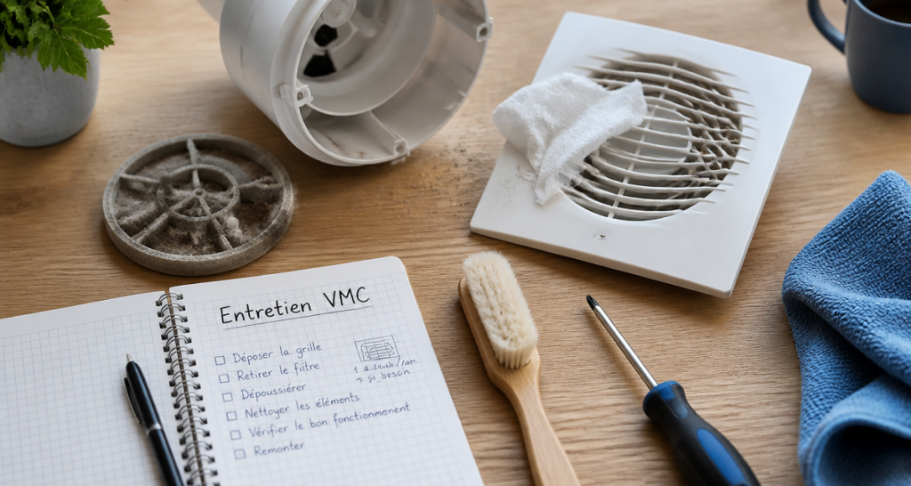 Maintenance VMC outils entretien sur plan de travail