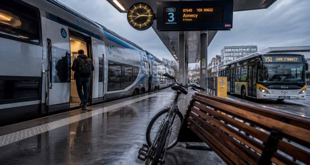 Transport et environnement vélo train bus gare française