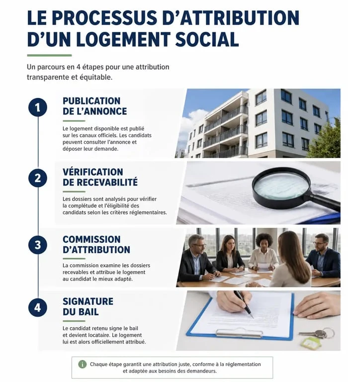 Étapes du processus d'attribution de logement social sur Locannonces 92