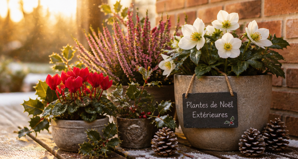 plante de noel exterieur en pots sur terrasse