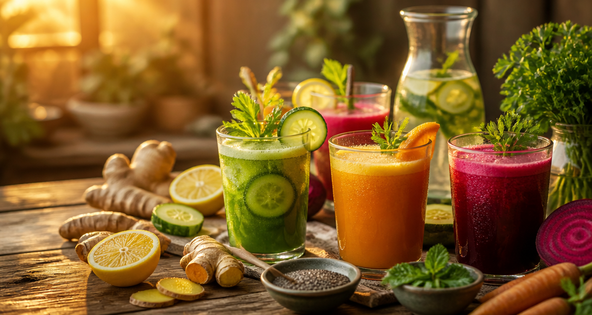 boisson detox pour maigrir assortiments verres ingrédients