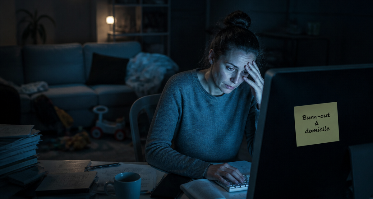 burn out teletravail femme fatiguee
