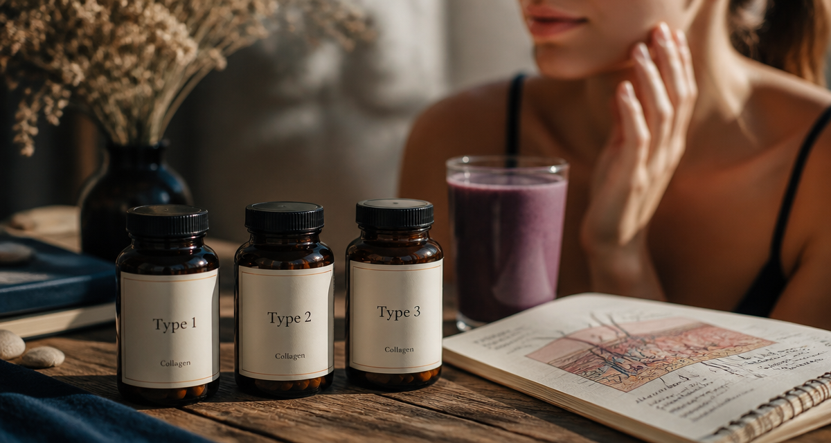 Collagene type 1 2 3 difference flacons sur table