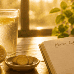 Verre de jus de citron matin a jeun sur table