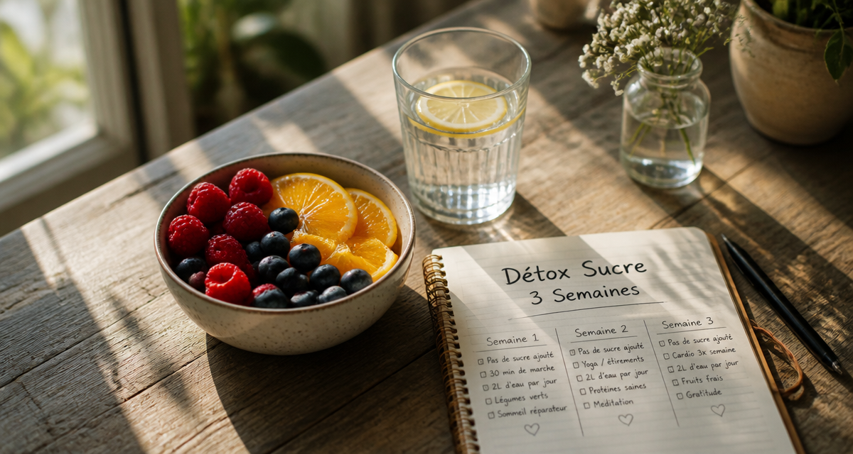 programme detox sucre gratuit bol de fruits eau citronnée