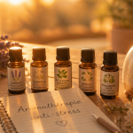 quelle huile essentielle pour le stress et l'anxiété flacons et diffuseur
