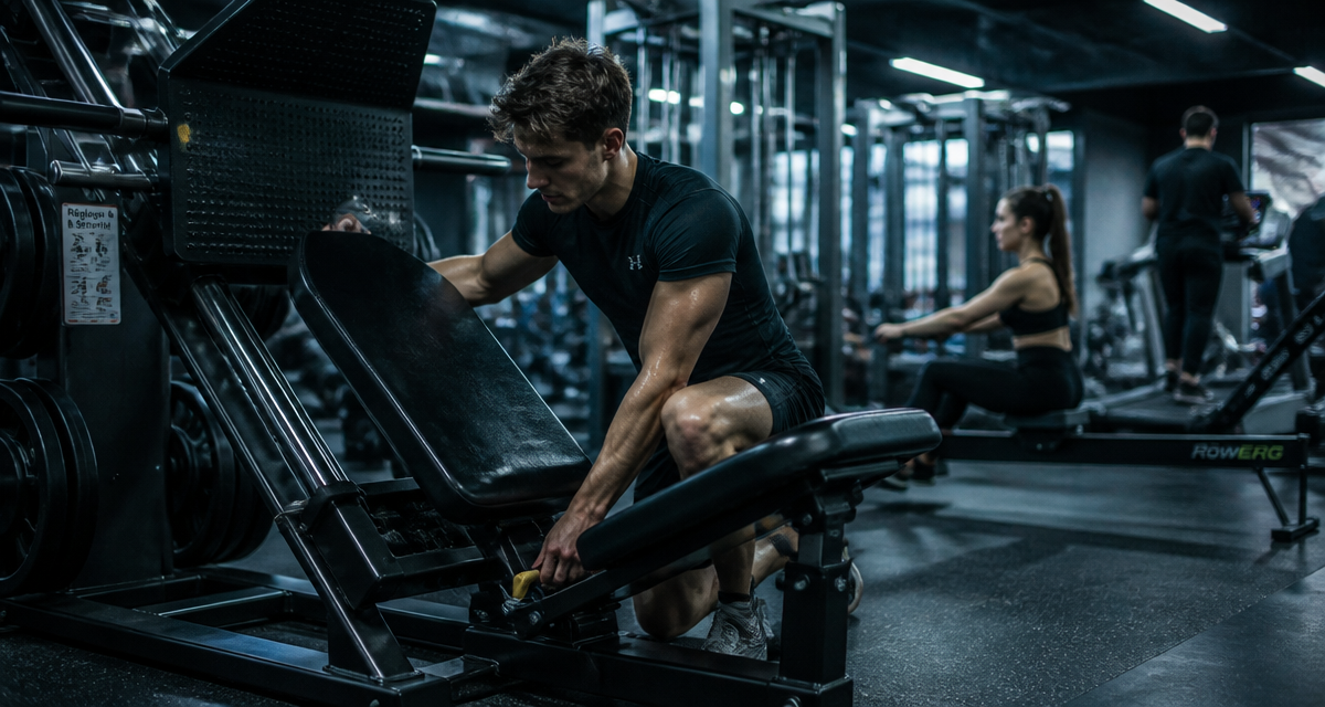 Réglages machine en salle de sport presse à cuisses