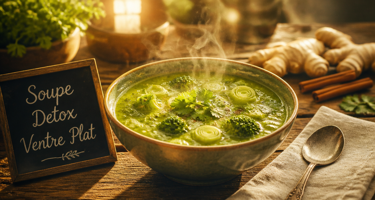 soupe detox ventre plat bol vert épices