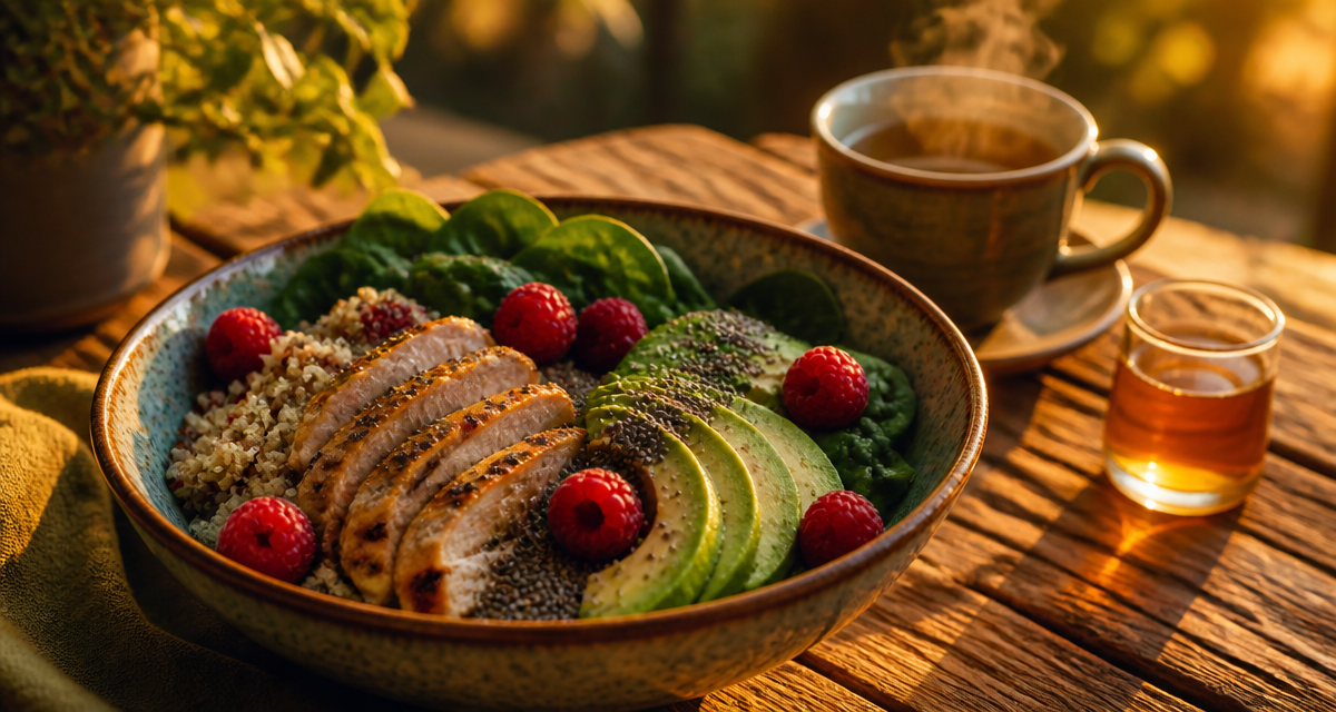recette pour maigrir le ventre bowl poulet quinoa avocat