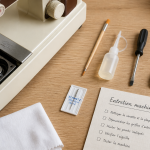 entretien machine à coudre outils sur table