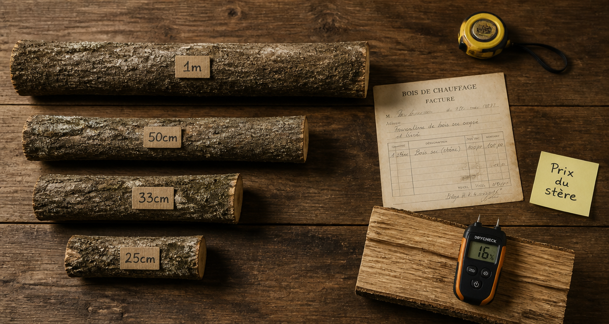 Ster de bois prix bûches longueurs humidimètre
