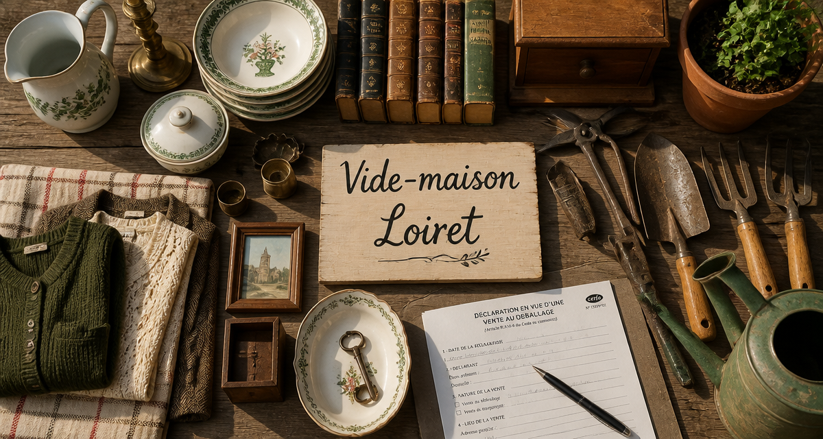 Vide maison Loiret table objets brocante déclaration Cerfa