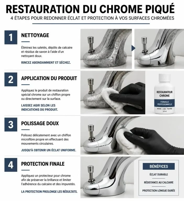 Étapes pour nettoyer du chrome piqué et restaurer son éclat