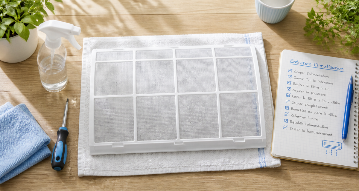 entretien climatiseur filtre outils checklist