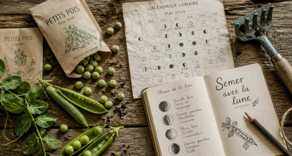Quand semer les petit pois avec la lune, table de semis et calendrier