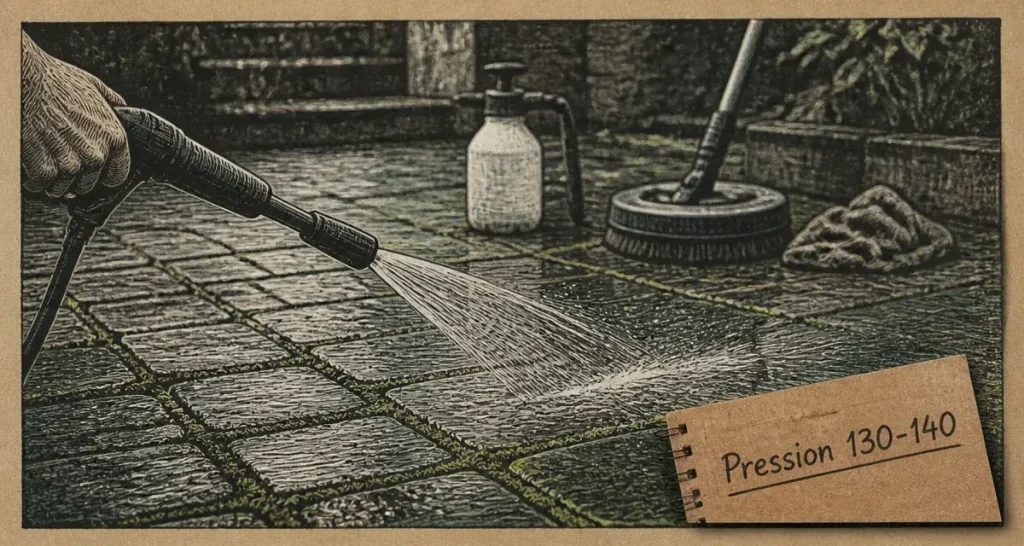 Quelle puissance pour un Karcher : pression 130–140 pour terrasse en pierre