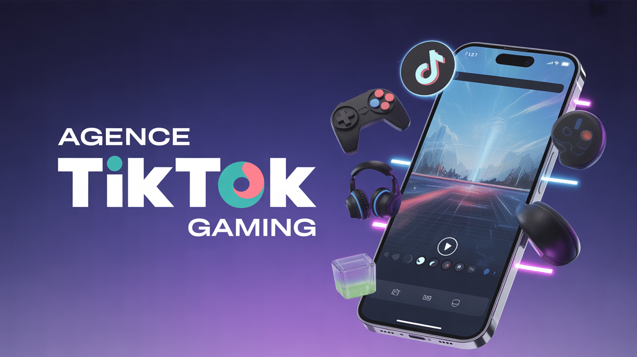 agence tiktok gaming illustration smartphone elements gaming