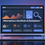 Interface moderne semrush alternative ranxplorer ordinateur courbes seo