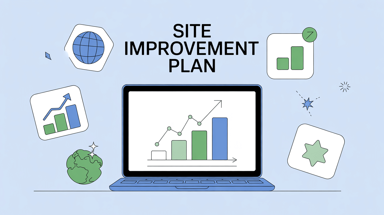 illustration site improvement plan sur ordinateur portable
