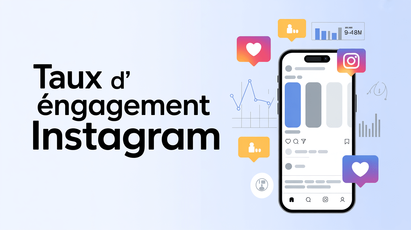Illustration taux d'engagement Instagram smartphone graphique 2024