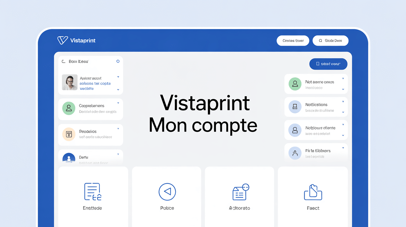 Tableau de bord Vistaprint mon compte écran utilisateur
