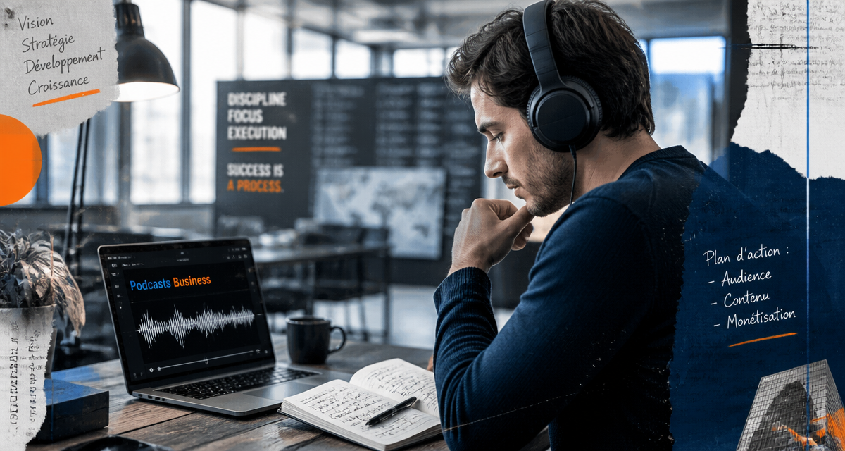entrepreneur écoute business podcasts open space