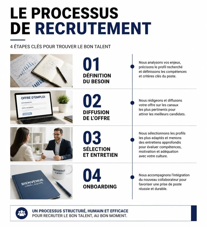 Infographie des étapes du processus de recrutement pour réussir ses embauches