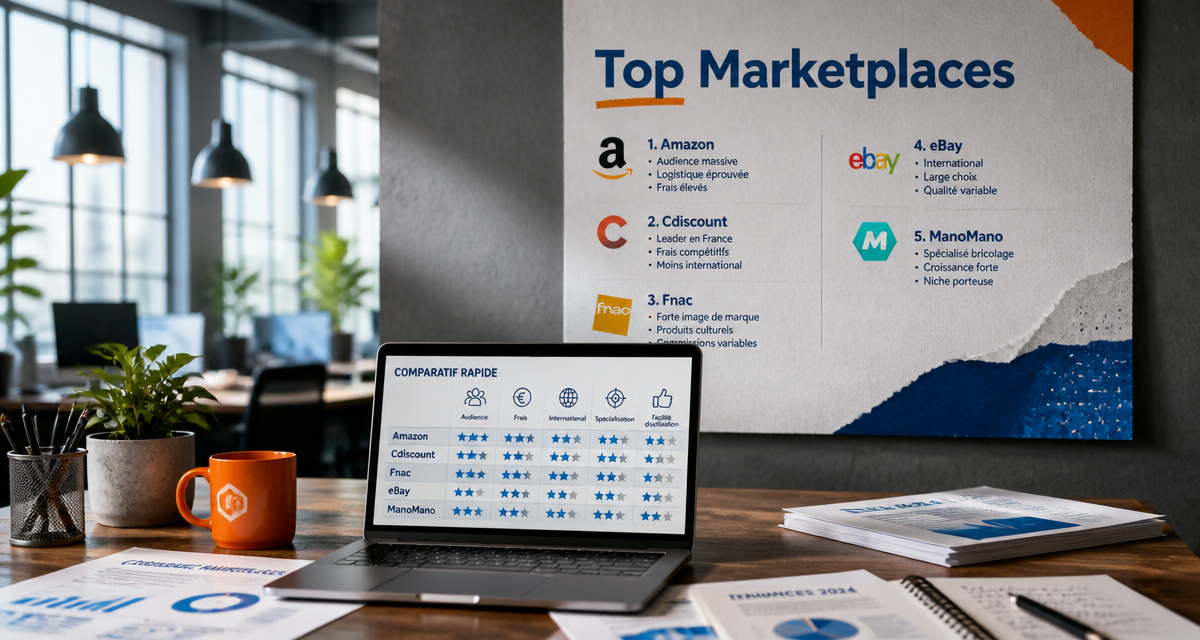 Top marketplace comparatif sur écran d'ordinateur