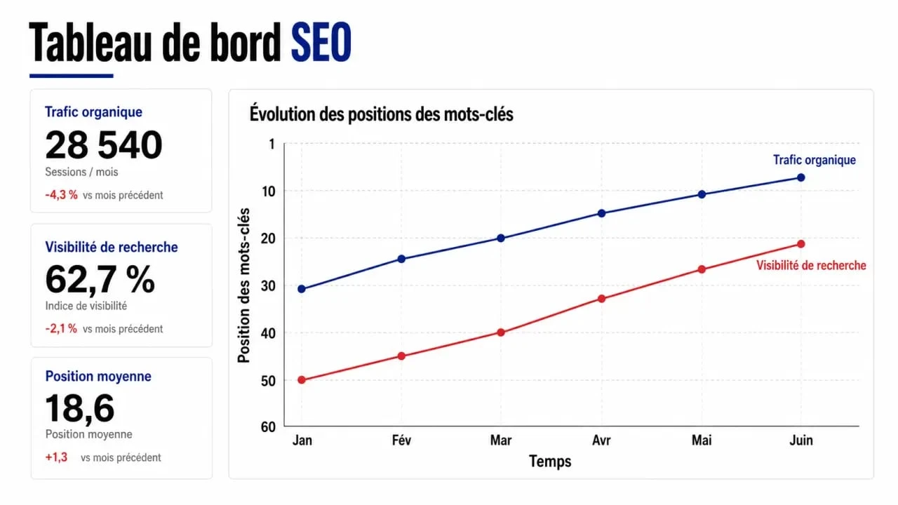 Visualisation de données pour le suivi du site seo ranking et des performances organiques