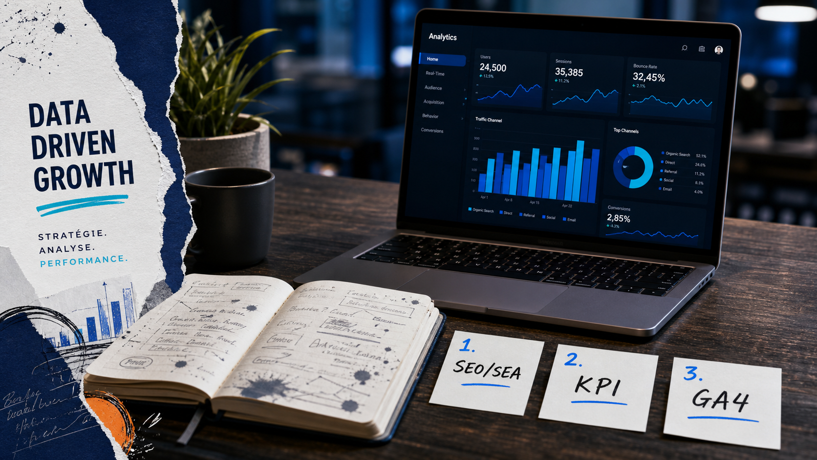 Formation webmarketing KPI SEO/SEA GA4 sur bureau