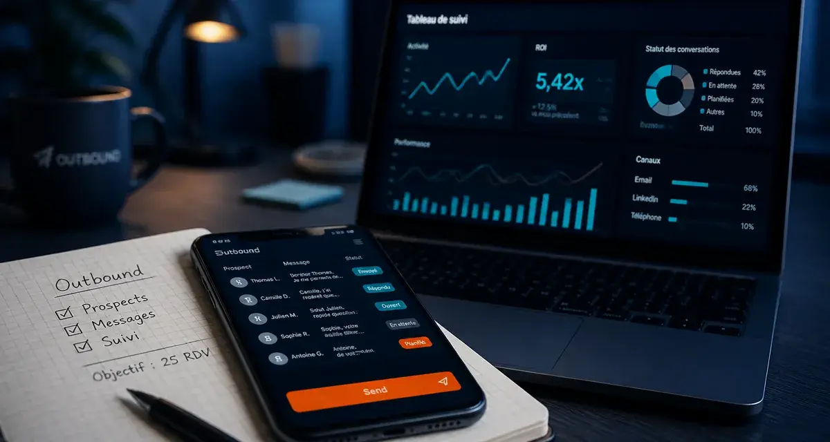 Outbound marketing pour leads qualifiés, interface prospect-message-statuts