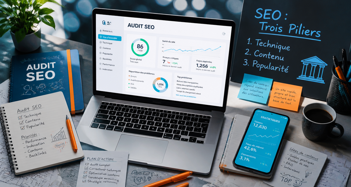 referencement naturel seo trois piliers audit ordinateur