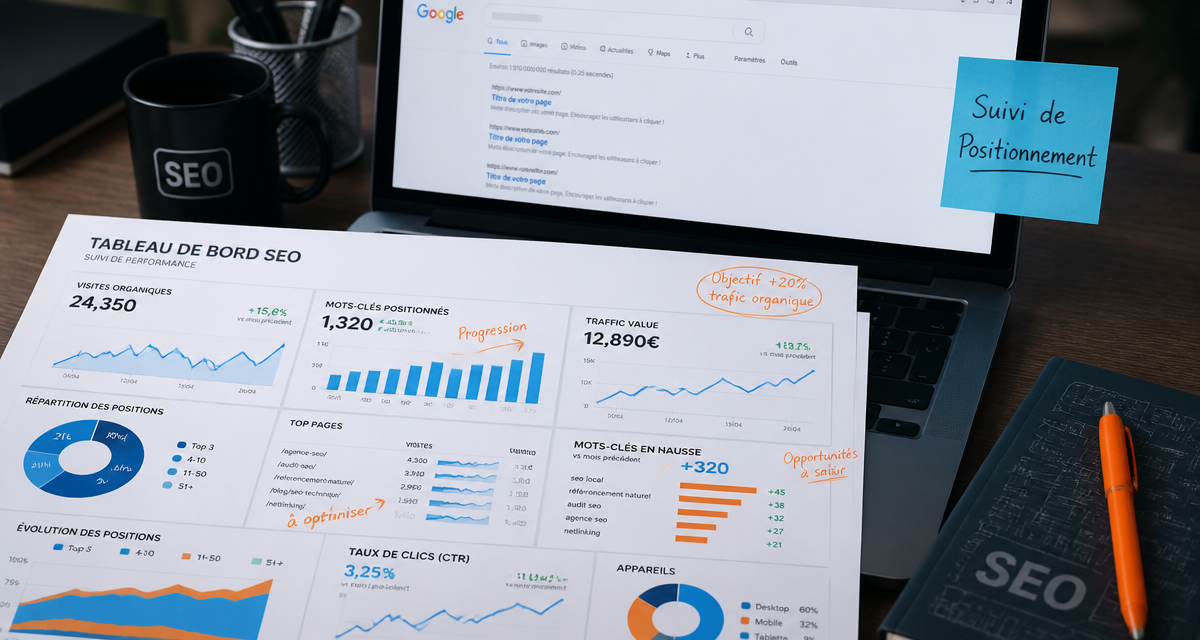 suivi positionnement site web dashboard SEO