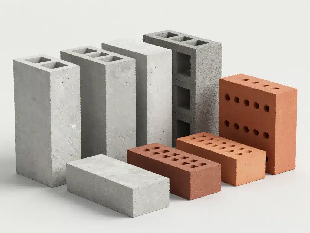 Bloc de construction béton et brique comparatif chantier