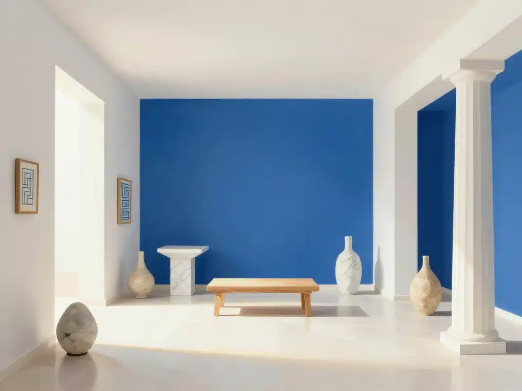 Base déco grecque antique avec colonnes et teintes méditerranéennes