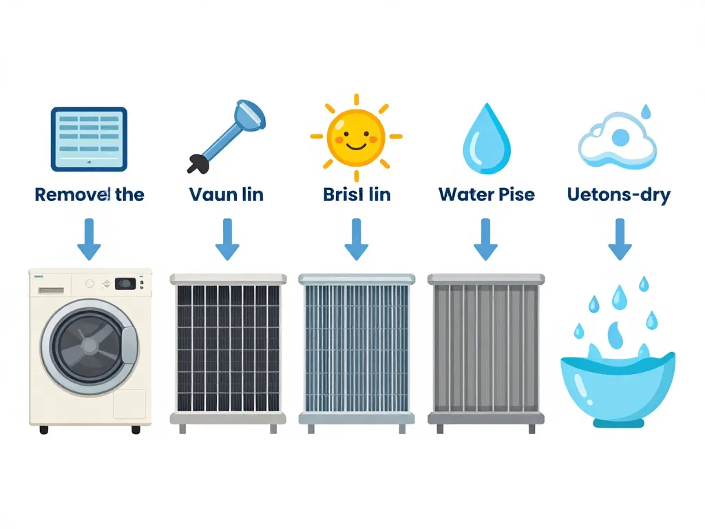 Étapes nettoyage condenseur sèche-linge pompe à chaleur diagramme