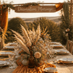 decos de mariage table extérieure fleurs