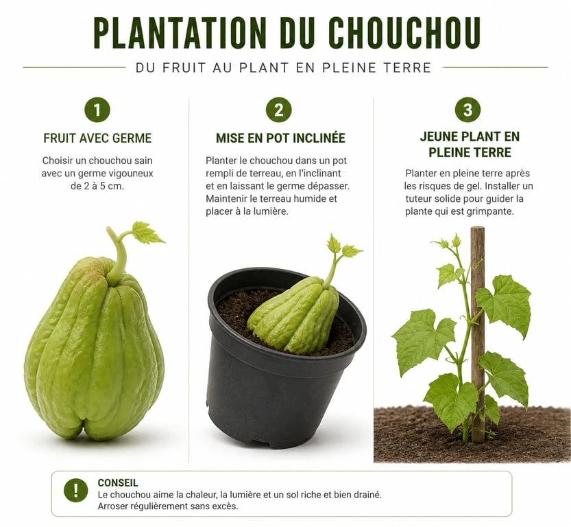 Étapes pour planter un chouchou au potager : de la germination du fruit à la mise en terre