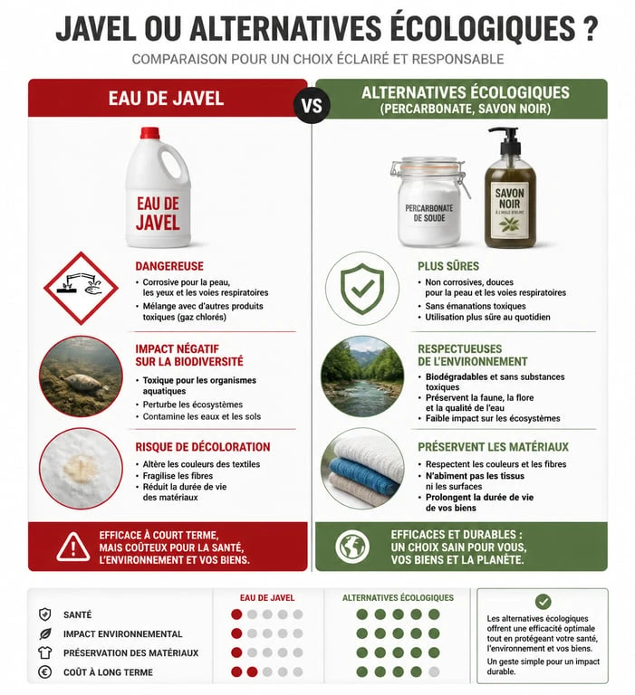Comparatif entre l'utilisation de l'eau de javel et des alternatives écologiques pour le nettoyage de dalle de terrasse